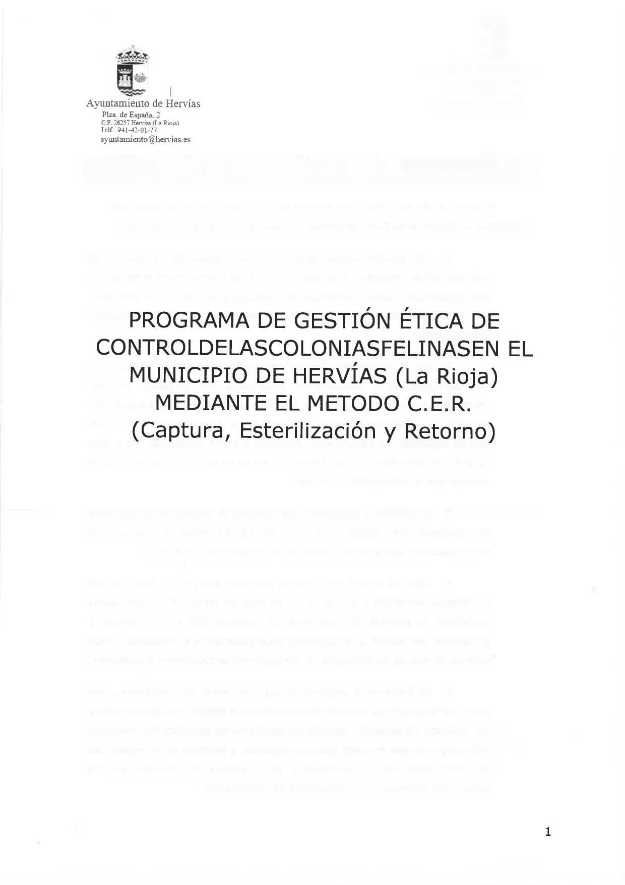 PROGRAMA DE GESTIÓN COLONIAS FELINAS