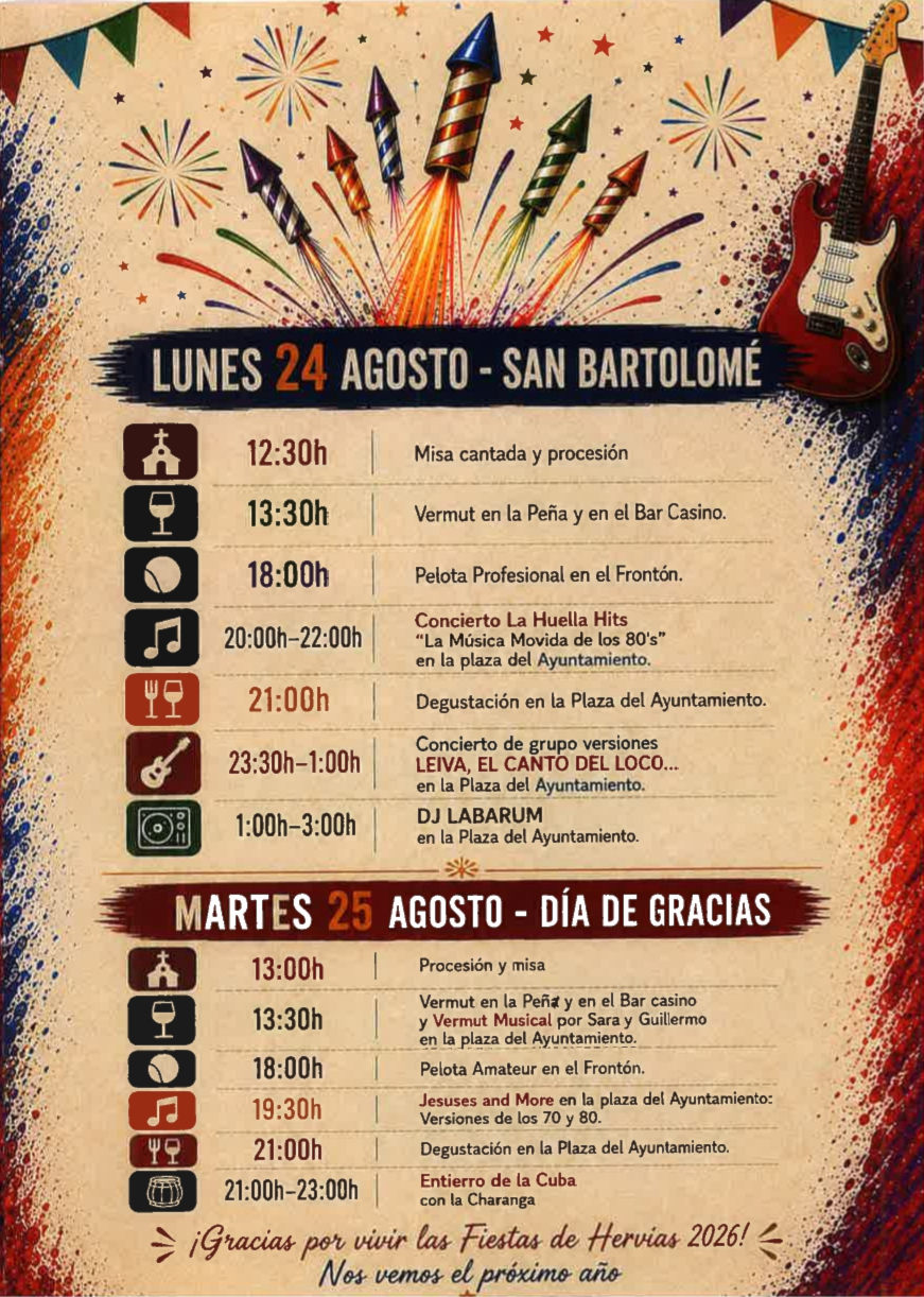 Programa de fiestas de Hervías San Bartolomé 2026