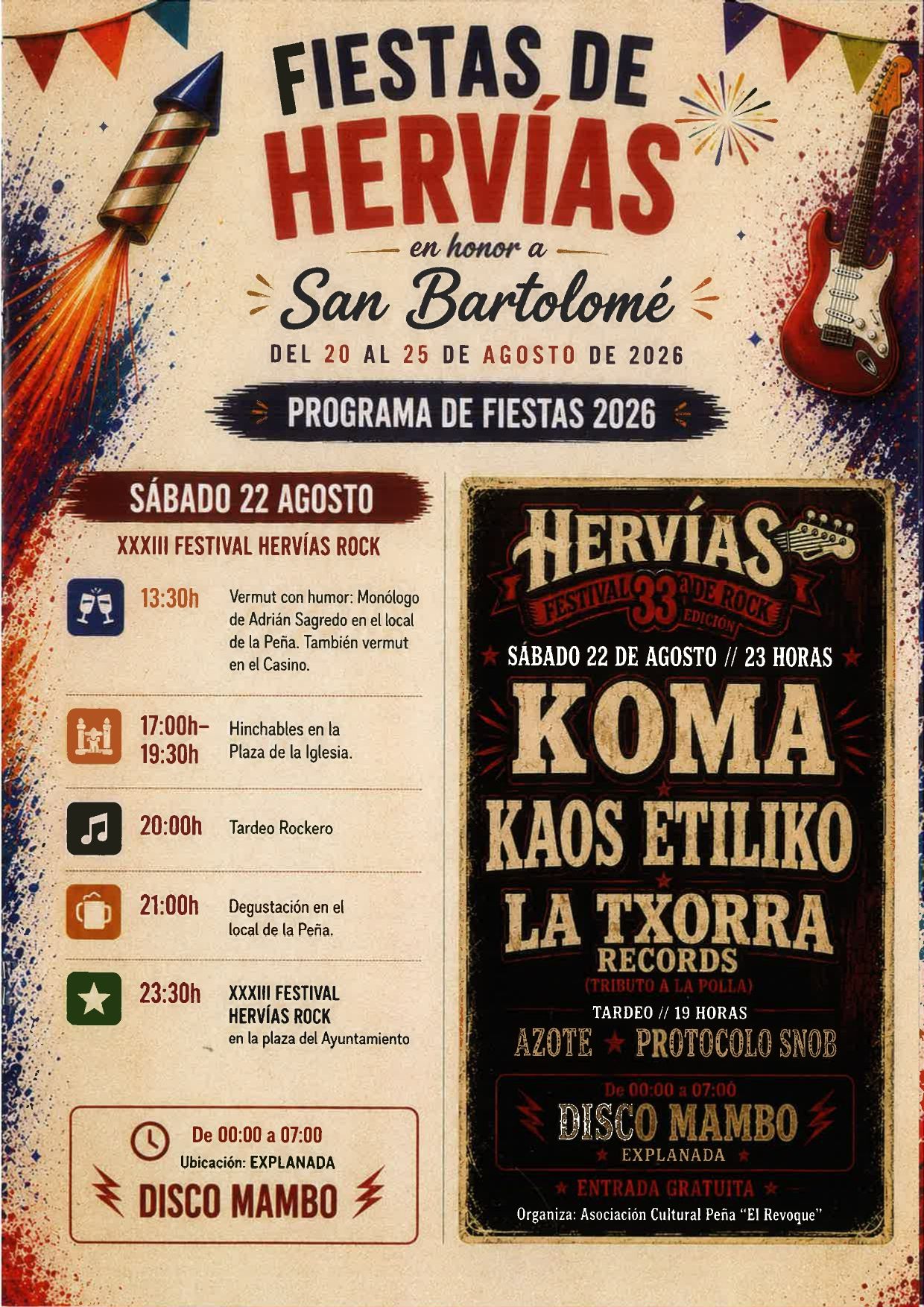 Programa de fiestas de Hervías San Bartolomé 2026